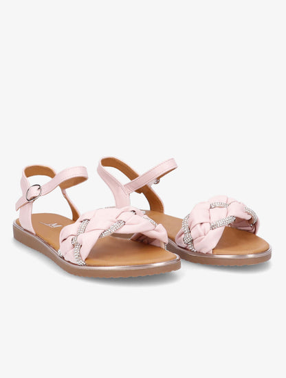 Nu-pieds à ganses ornées de strass - Rose - 4