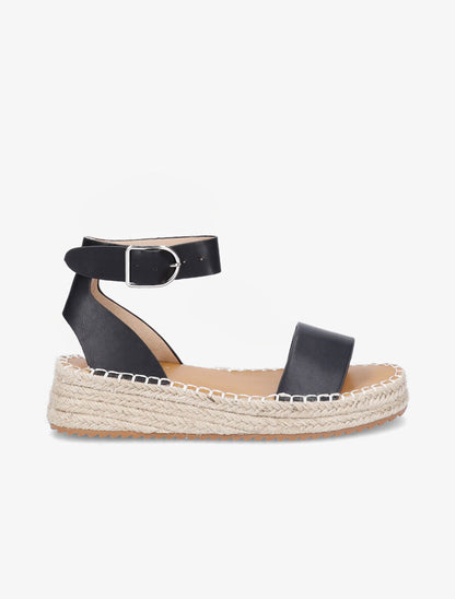 Sandales basiques à plateforme raphia - Noir - 5