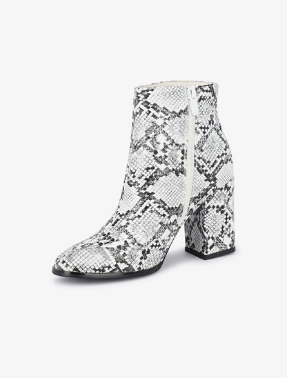 Bottines à talons effet python - Blanc - 4