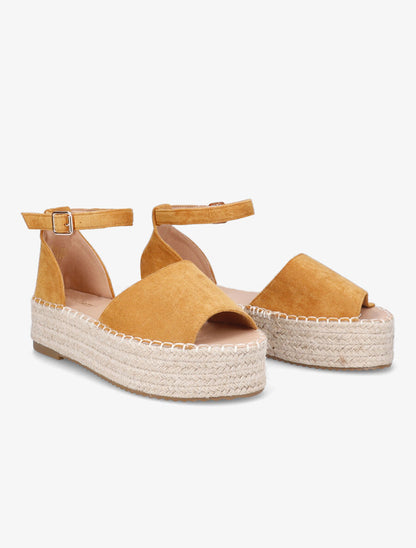Espadrilles en suédine à plateforme - Camel - 4