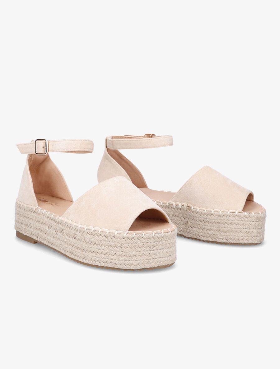 Espadrilles en suédine à plateforme - Beige - 4
