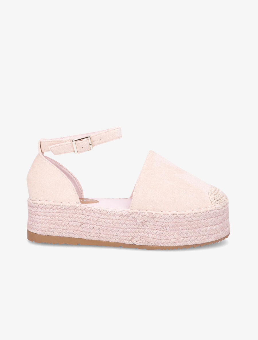 Espadrilles basique en suédine à plateforme - Rose - 3
