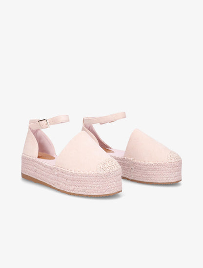Espadrilles basique en suédine à plateforme - Rose - 4