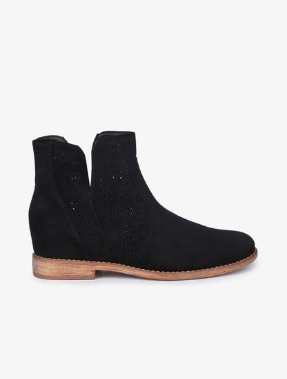 Bottines en suédine ajourées - Noir - 1