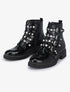 Bottines effet croco vernis à sangles perlées et strassées - Noir - 1