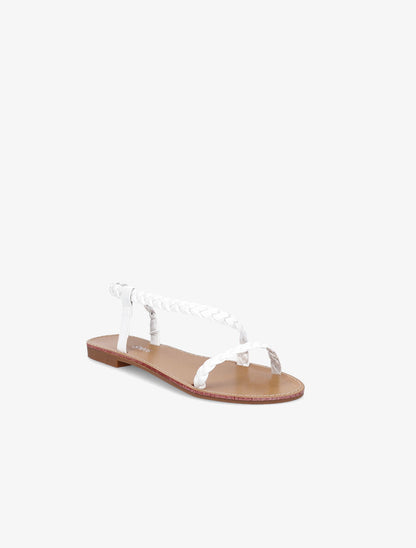 Nu-pieds en simili tressés - Blanc - 5