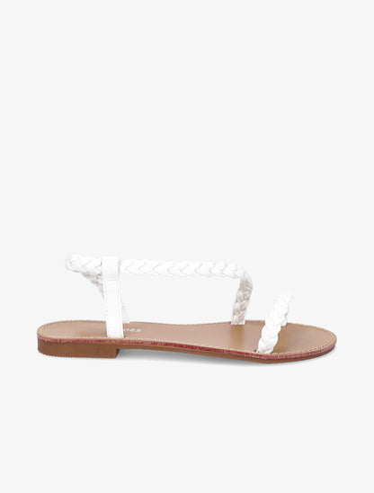 Nu-pieds en simili tressés - Blanc - 2