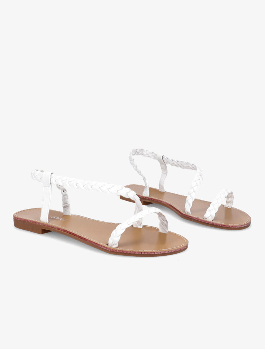 Nu-pieds en simili tressés - Blanc - 4