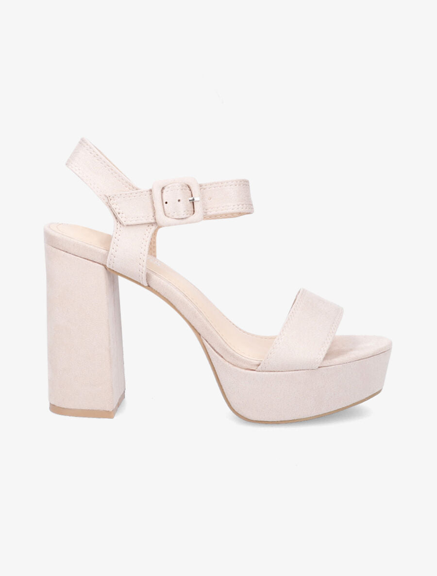 Sandales à plateforme et ganses simples - Beige - 1