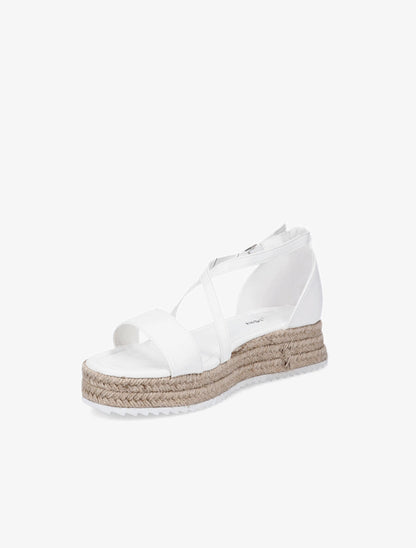 Nu-pieds en simili à plateforme en raphia - Blanc - 3