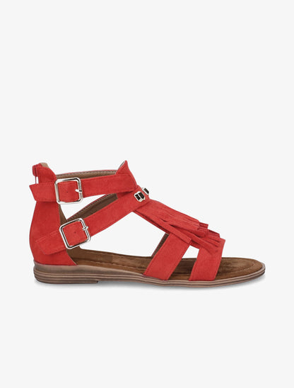 Sandales plates à franges - Rouge - 3
