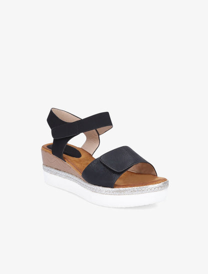 Nu-pieds compensés à double scratch - Noir - 2