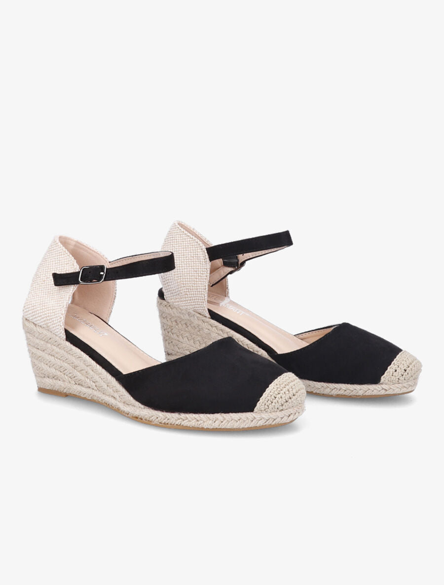 Espadrilles compensées en suédine - Noir - 4