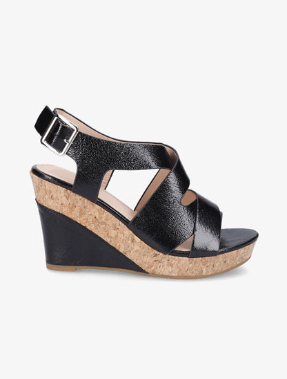Sandales compensées à brides entrelacées - Noir - 5