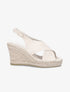 Sandales croisées à talon compensé - Beige - 1