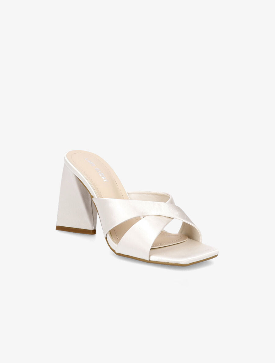 Mules satinées croisées - Beige - 2