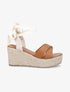 Sandales compensées en simili style espadrille - Camel - 1