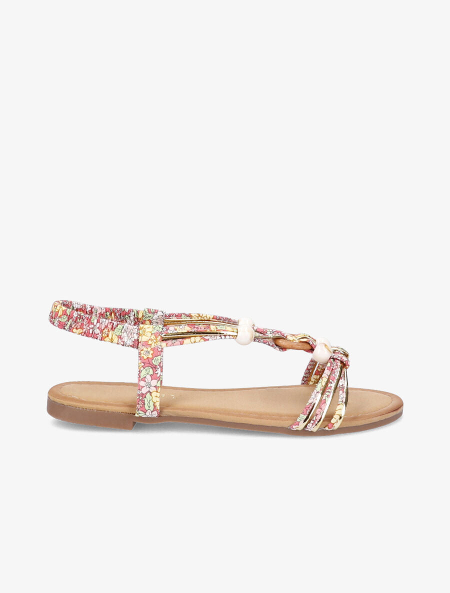 Nu-pieds à perles imprimé fleuri - Rose - 3