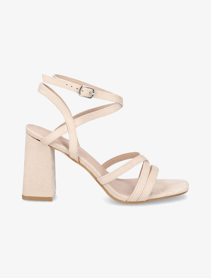 Sandales à brides entrelacées en suédine - Beige - 1