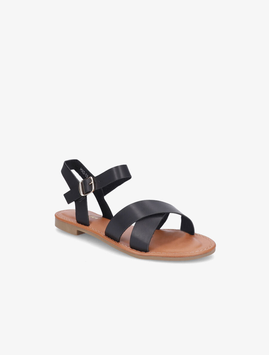 Nu-pieds à brides croisées - Noir - 6