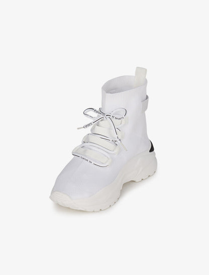 Baskets chaussettes montantes à semelles compensées - Blanc - 4