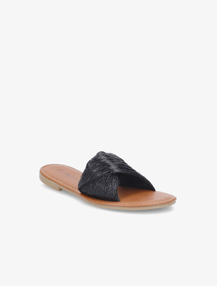 Claquettes à bride irisée effet drapé - Noir - 5