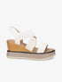 Sandales à talon compensé effet bois - Beige - 1