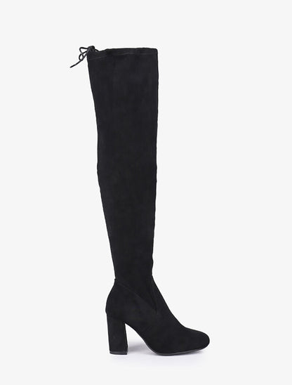 Cuissardes à talons en suédine - Noir - 2