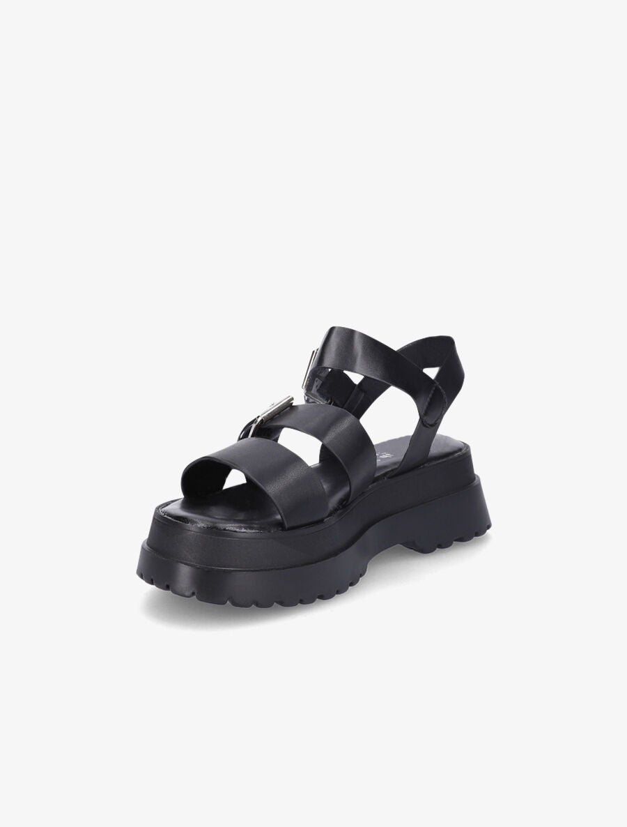 Nu-pieds à plateforme en simili - Noir - 3