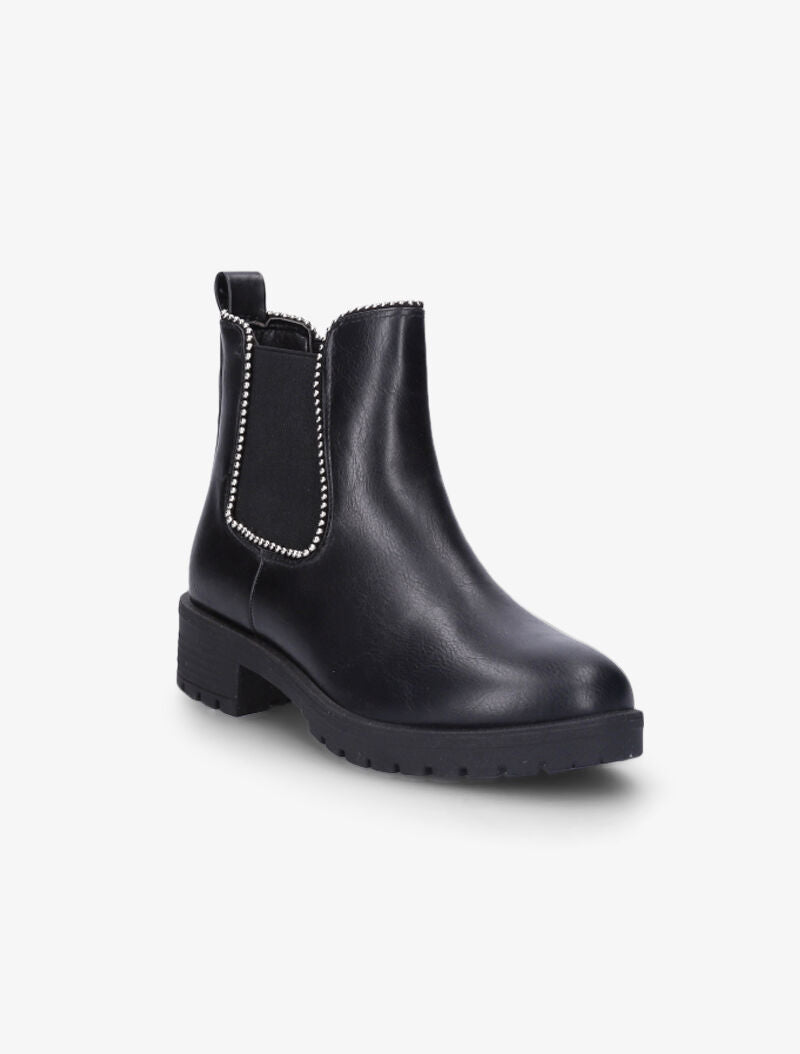 Bottines détail billes et semelles crantées - Noir - 3