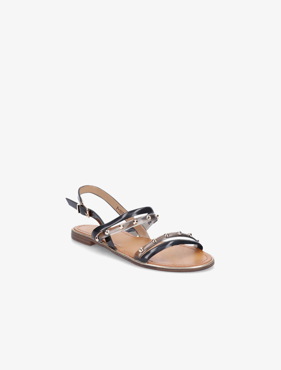 Nu-pieds transparents à clous - Noir - 1