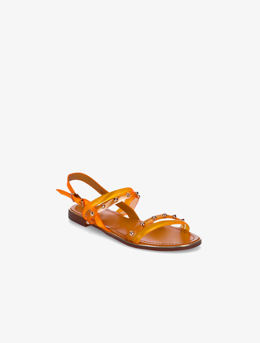 Nu-pieds transparents à clous - Orange fluo - 1