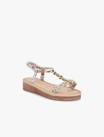 Nu-pieds fleuris à perles - Blanc - 1