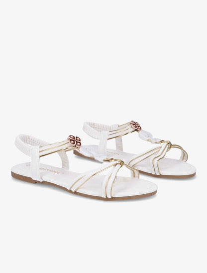 Nu-pieds à empiècements effet marbre - Blanc - 4