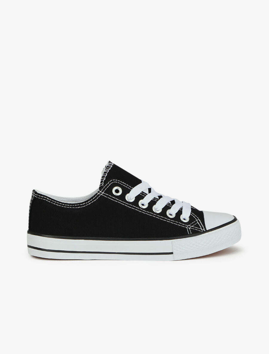 Tennis basse en toile - Noir - 1