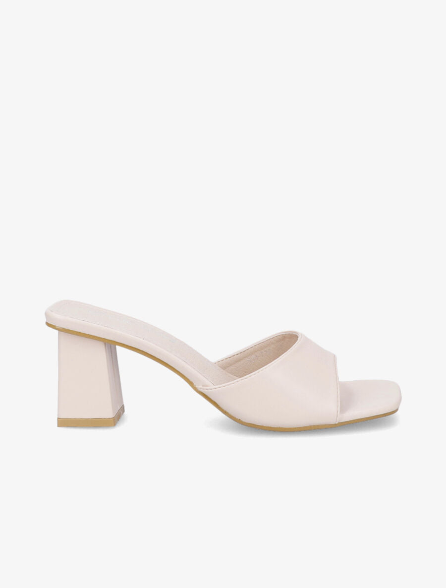 Mules à bout carré - Beige - 2