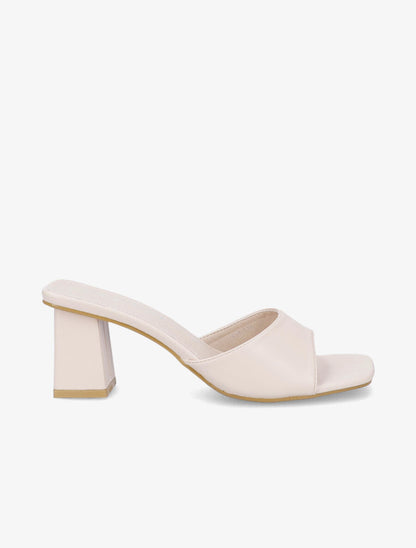 Mules à bout carré - Beige - 2
