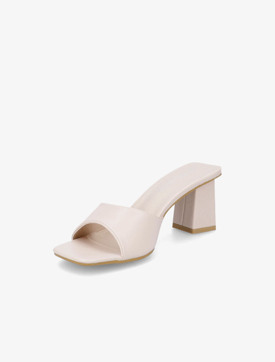 Mules à bout carré - Beige - 4