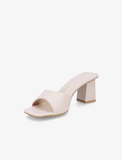 Mules à bout carré - Beige - 4