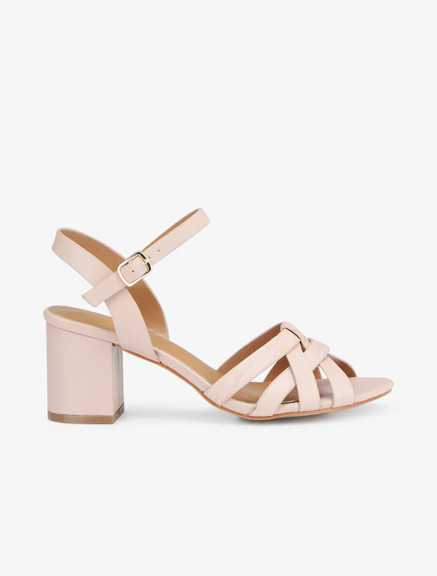 Sandales entrelacées effet python - Rose - 5