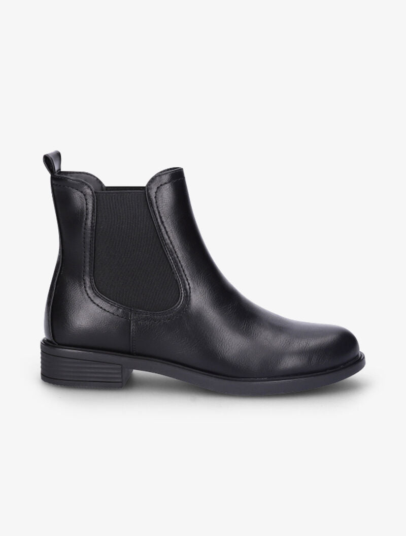 Bottines plates en simili à chevilles élastiquées - Noir - 2