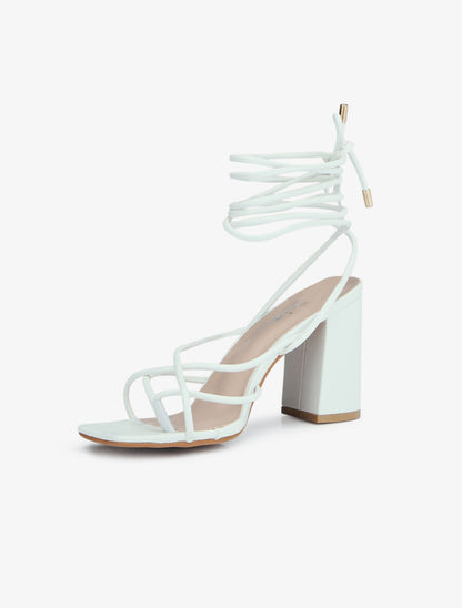 Sandales en simili à lacets - Blanc - 4