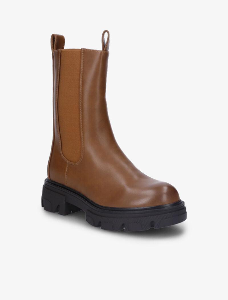 Boots montantes à semelles crantées et chevilles élastiquées - Camel - 3