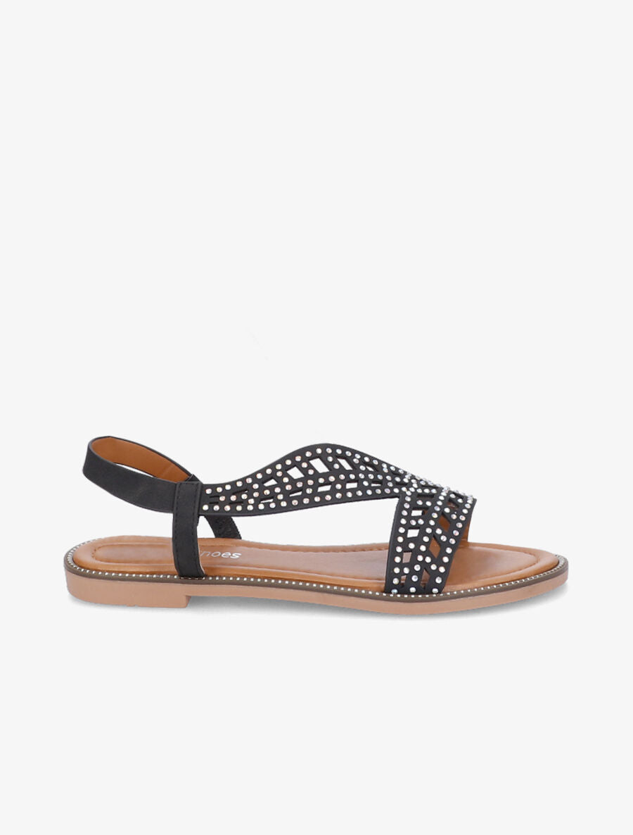 Nu-pieds à brides ornées de strass - Noir - 5