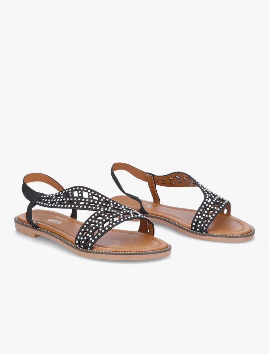 Nu-pieds à brides ornées de strass - Noir - 4