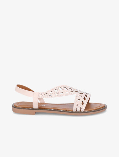 Nu-pieds à brides ornées de strass - Rose - 5