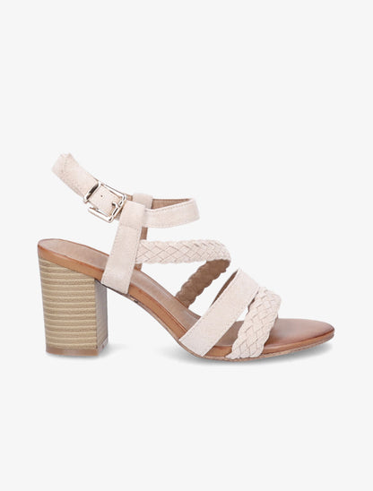 Sandales en suédine à multi brides - Beige - 5