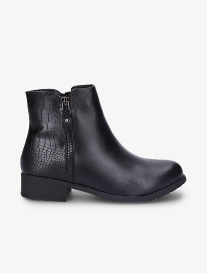 Bottines bi-matière à zip décoratif - Noir - 2