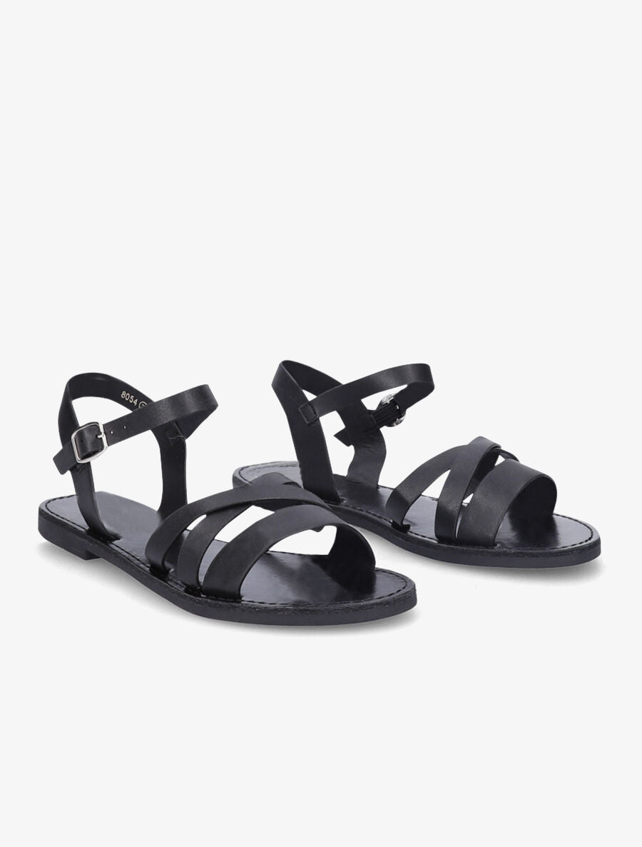 Nu-pieds entrelacés en simili - Noir - 5