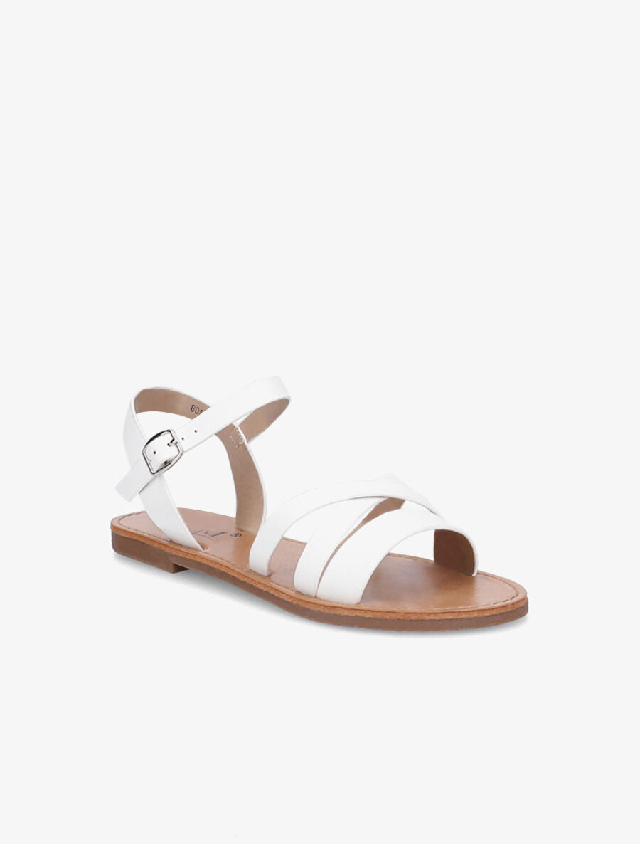 Nu-pieds entrelacés en simili - Blanc - 3